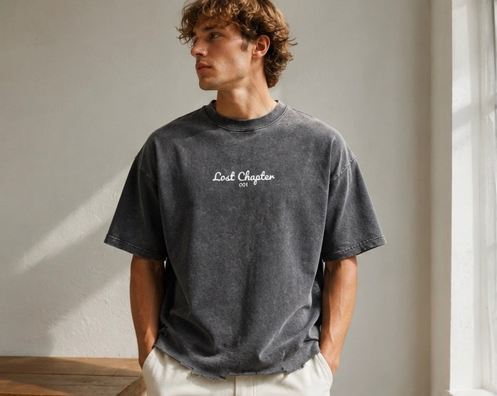 Lost Chapter Snow Wash Raw-Hem Boxy T-shirt