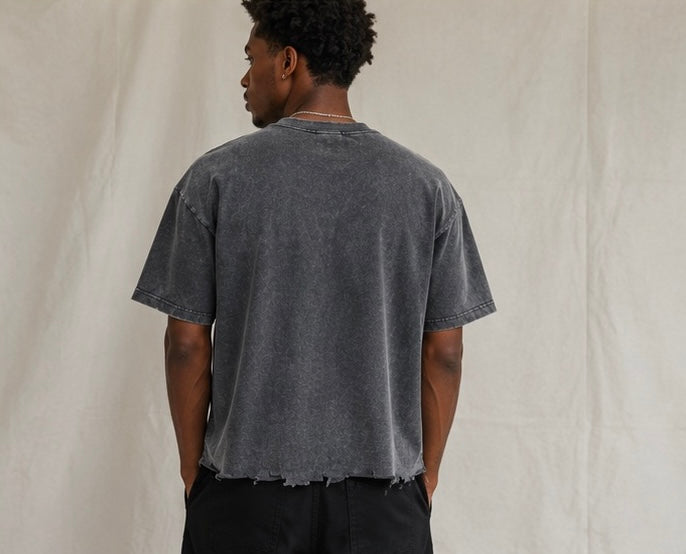 Lost Chapter Snow Wash Raw-Hem Boxy T-shirt