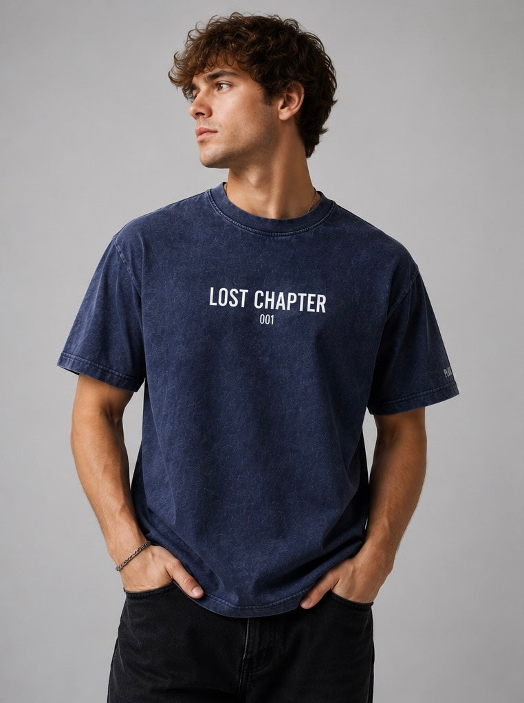 Lost Chapter Snow Washed Oversized Cotton T-Shirt