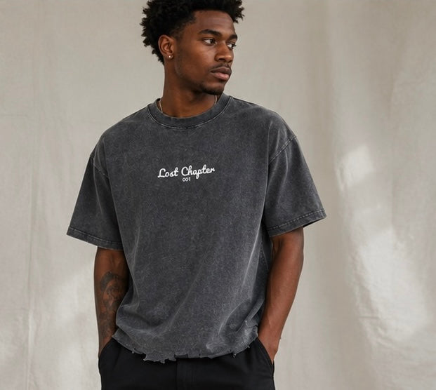 Lost Chapter Snow Wash Raw-Hem Boxy T-shirt